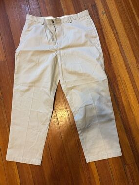 LL Bean Cream Straight-Leg Cotton Pants